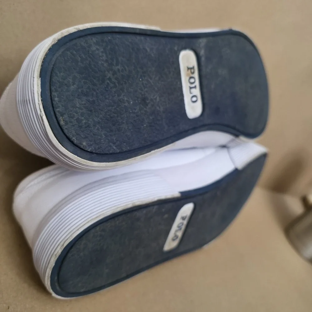 Polo Ralph Lauren Sz 10.5 D Faxon Low Mens White Athletic Leather Shoes Sneakers